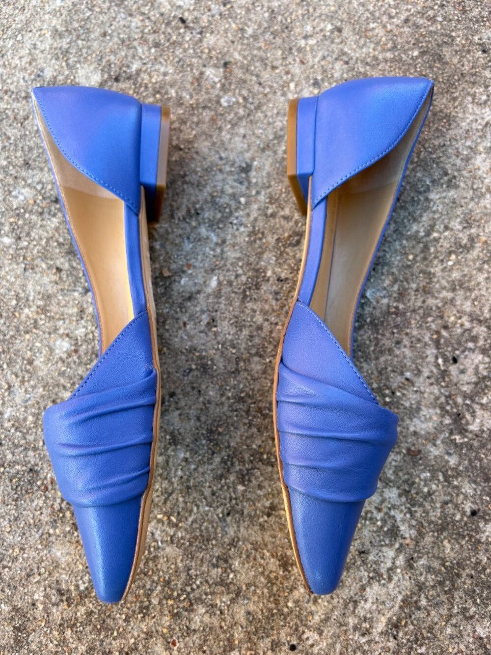 EUC Talbots Edison Pleated d’Orsay Flats - Twilight Blue—Nappa Leather Size 6.5M - Picture 3 of 6